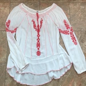 Free People Boho Embroidered Tunic Dress
